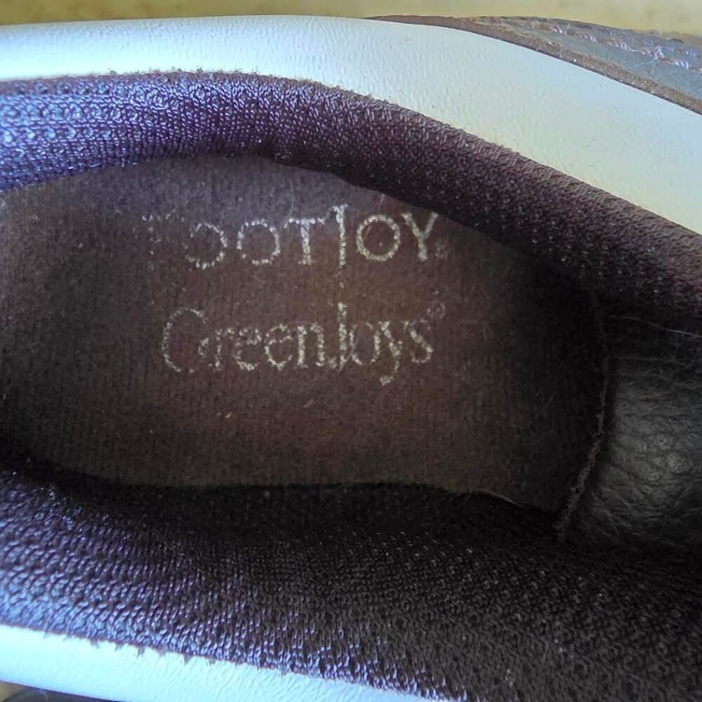 FootJoy GreenJoys Golf Shoes Mens 10.5 M Brown White Saddle Oxford Laces Spikes - Picture 10 of 12